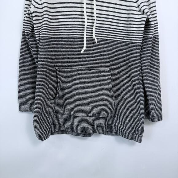 T by Talbots Cowl Neck Wool Blend Sweatshirt Size L Cream Black Striped Casual - Picture 2 of 6